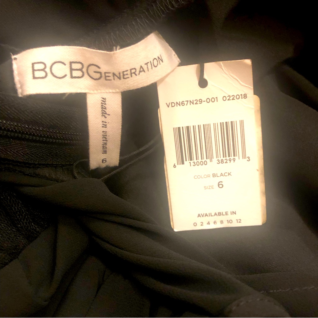 Bcbg Women’s Black Evening Gown, New Size 6